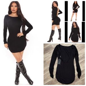 Fashion Nova Palmer Backless Mini Dress in Black.